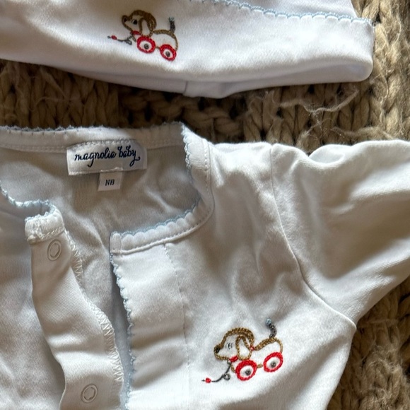 Magnolia Baby NB White Baby One Piece with Hat - Picture 3 of 4